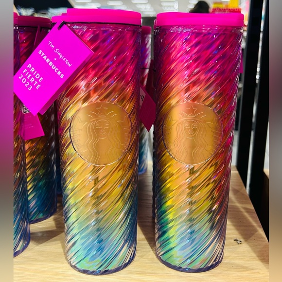 Starbucks Tim Singleton Spiral Cup Swirl Rainbow Pride Hot Cold Tumbler 2023 New - Picture 3 of 14